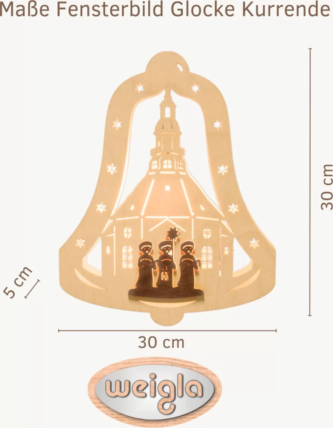 Weigla Dekofigur "beleuchtetes Fensterbild Glocke Kurrende, NATUR-BRAUN", E günstig online kaufen