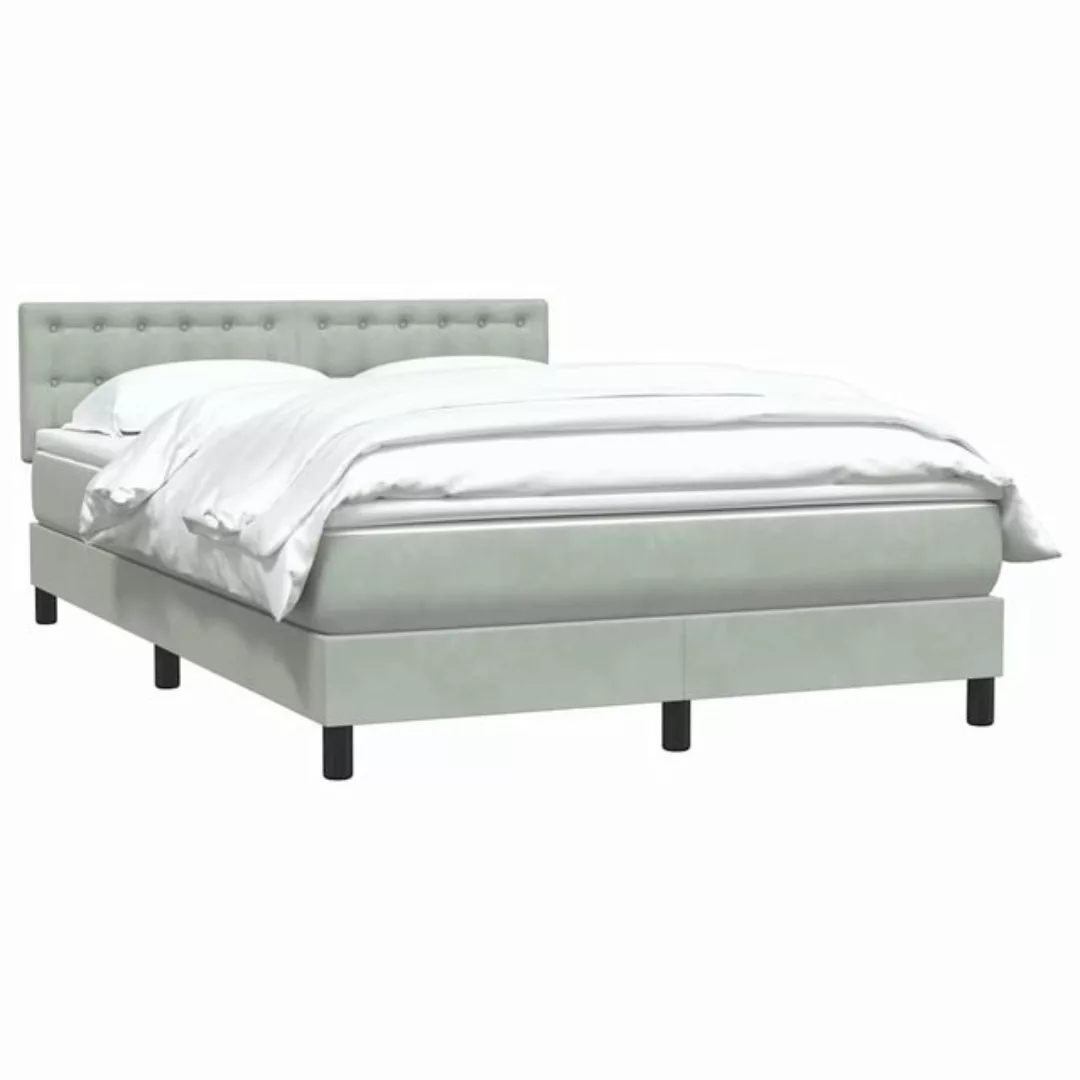 vidaXL Bett Boxspringbett mit Matratze Hellgrau 140x210 cm Samt günstig online kaufen