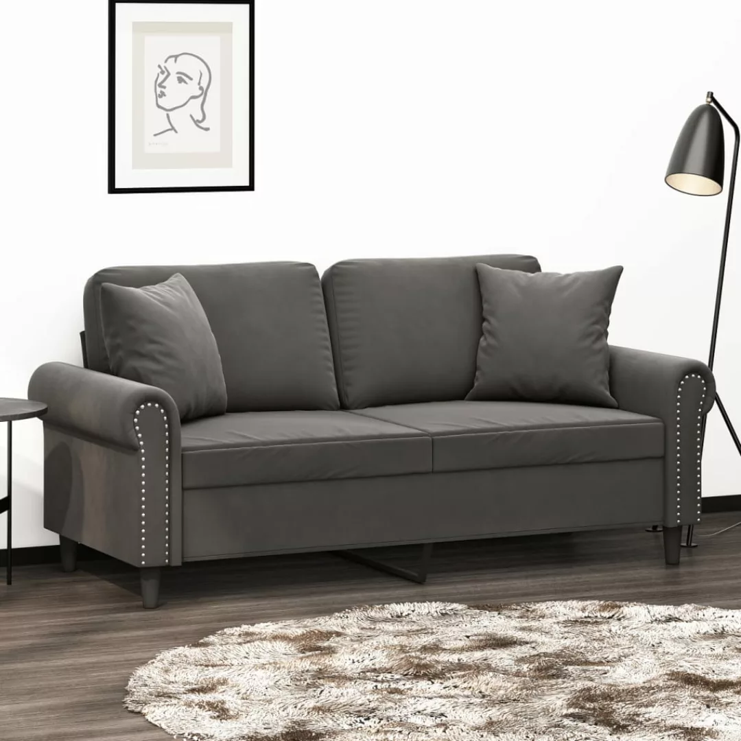 Vidaxl 2-sitzer-sofa Mit Kissen Dunkelgrau 140 Cm Samt günstig online kaufen