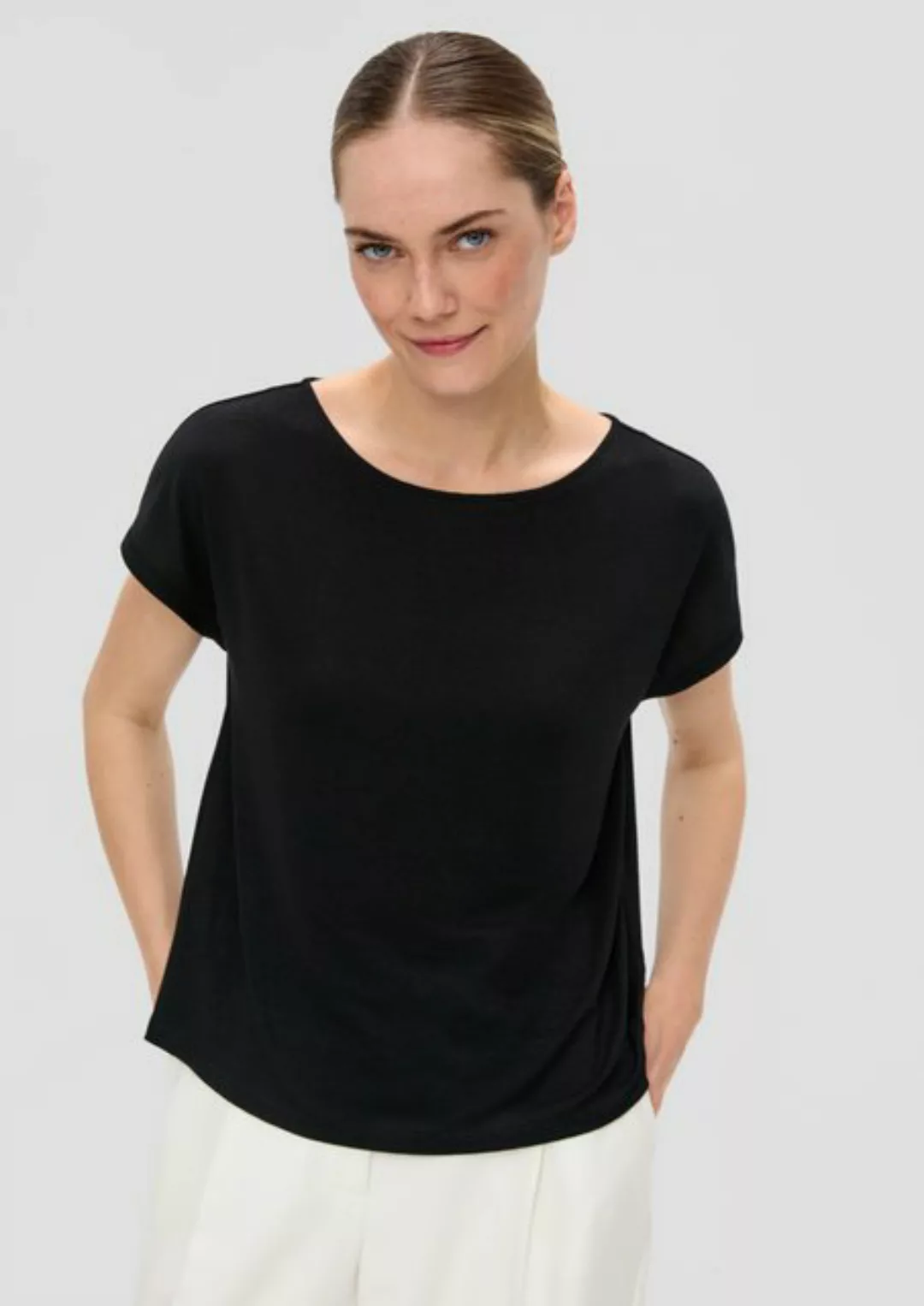 s.Oliver BLACK LABEL Shirttop Fließendes Jersey-T-Shirt aus Glitzergarn günstig online kaufen