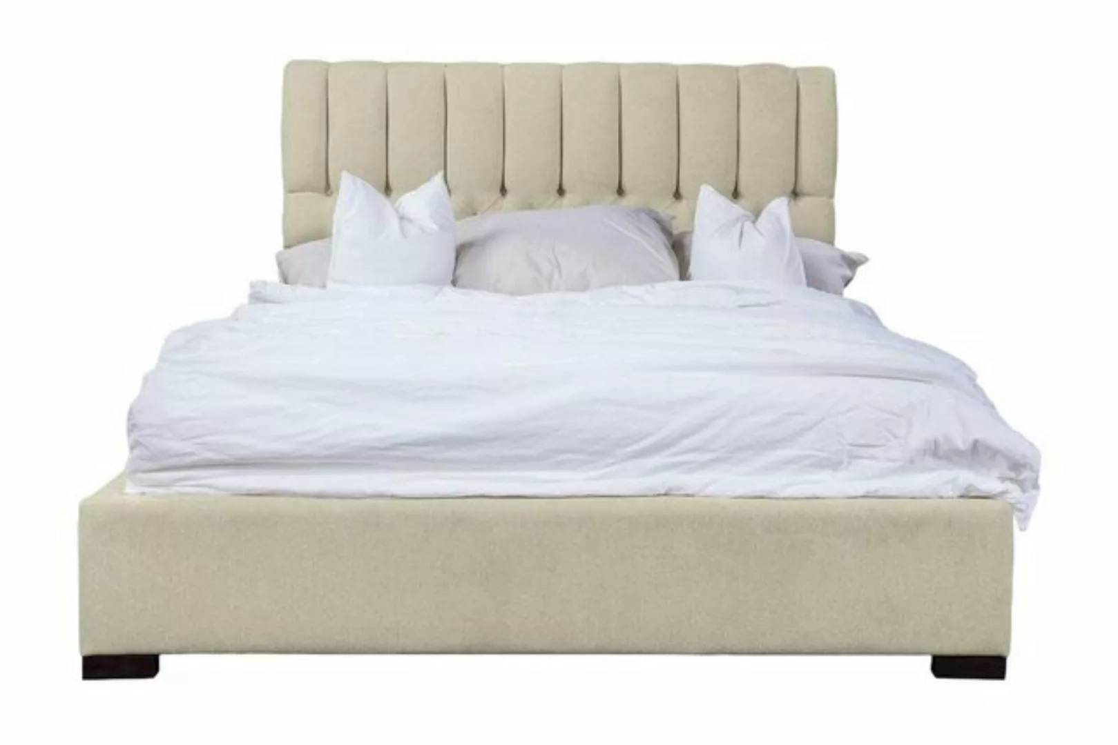 JVmoebel Bett Bett Beige Doppelbett Holz Modern Betten Luxus Stoff Bett Sch günstig online kaufen