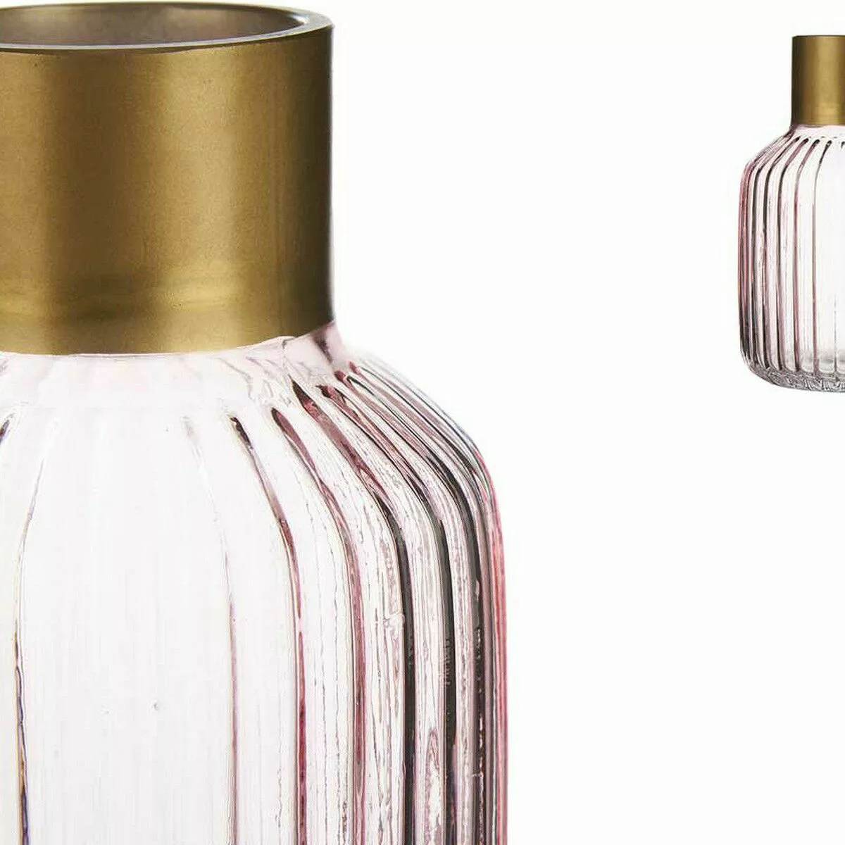 Vase Streifen Rosa Golden Glas (12 X 18 X 12 Cm) günstig online kaufen