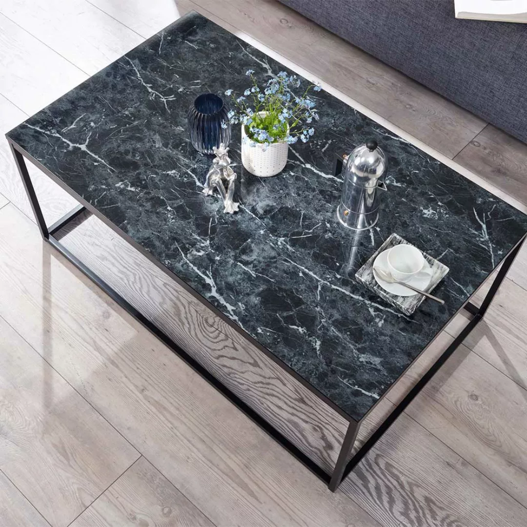 Wohnzimmer Tisch Marmor Optik schwarz 100x60 cm günstig online kaufen