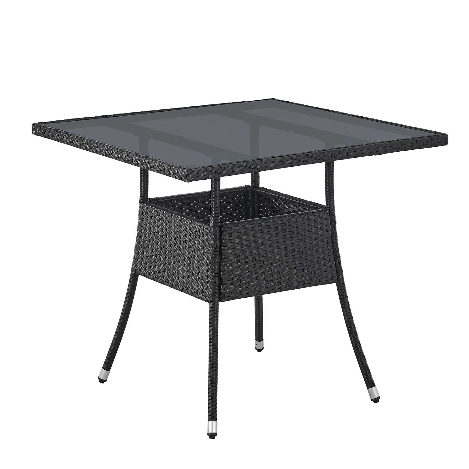 Juskys Polyrattan Gartentisch Yoro Quadratisch Schwarz 80x80 cm günstig online kaufen