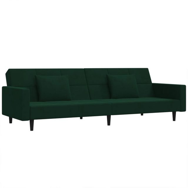 vidaXL Sofa Schlafsofa 2-Sitzer mit 2 Kissen Dunkelgrün Samt günstig online kaufen