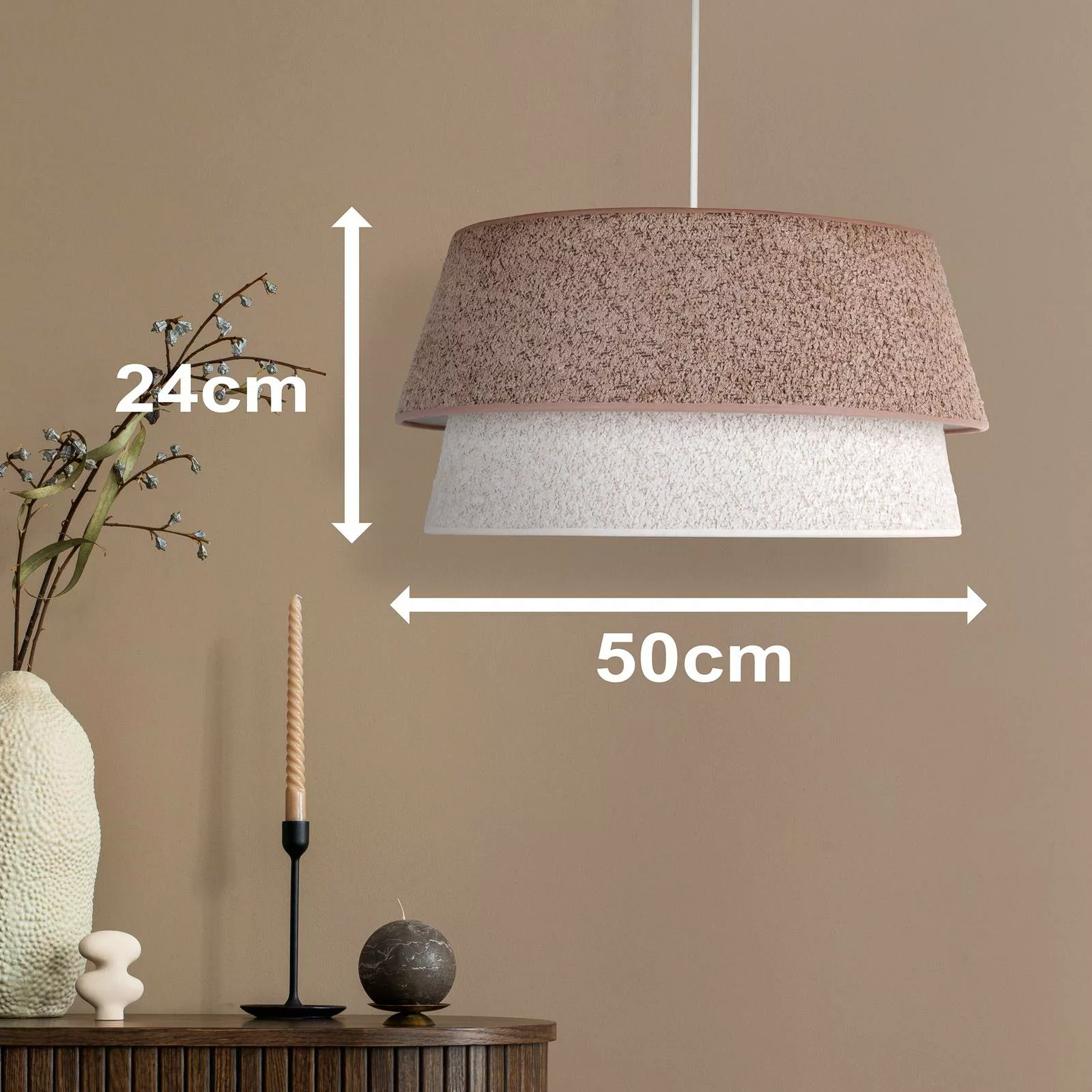 Hängeleuchte Boucle, Ø 50 cm, cappucchino/ecru günstig online kaufen