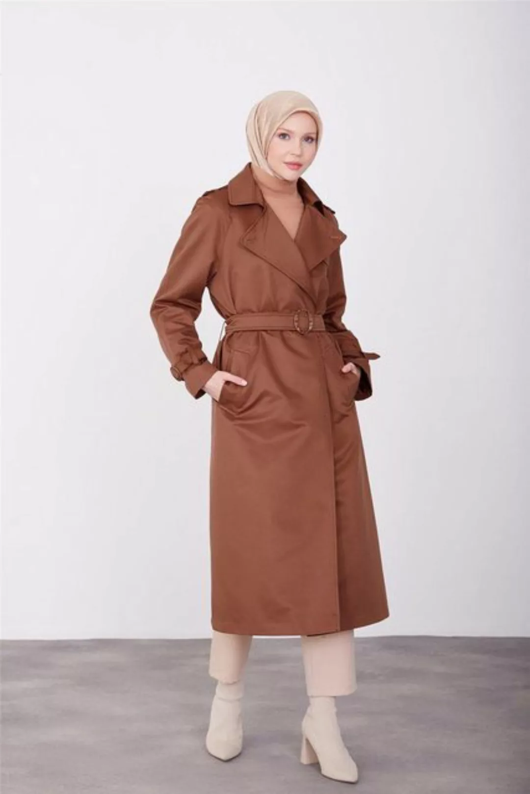 ARMİNE Langmantel Armine klassischer Trenchcoat mit offenem Kragen – modern günstig online kaufen