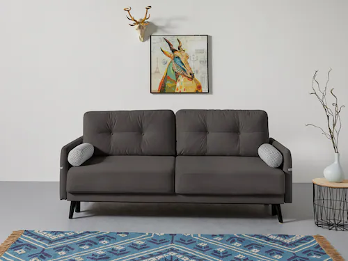 INOSIGN Schlafsofa "Emily", incl. Bettfunktion und Bettkasten, Seitentache günstig online kaufen