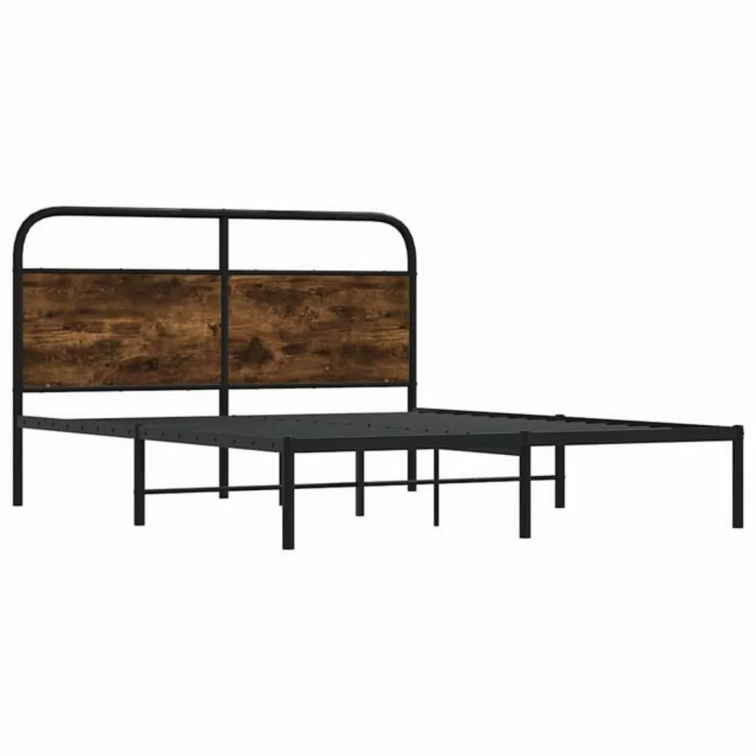 vidaXL Bett Bettgestell ohne Matratze 140x200 cm Räuchereiche Holzwerkstoff günstig online kaufen