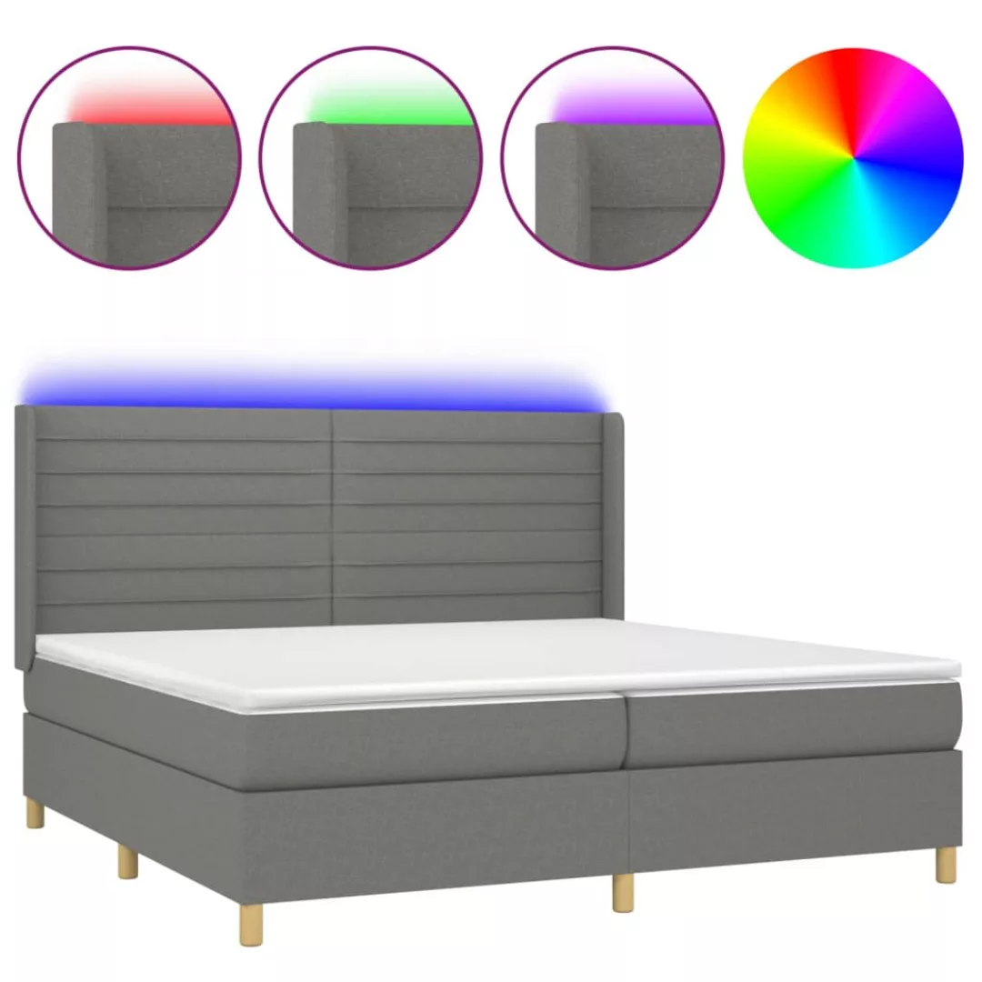 Vidaxl Boxspringbett Mit Matratze & Led Dunkelgrau 200x200 Cm Stoff günstig online kaufen