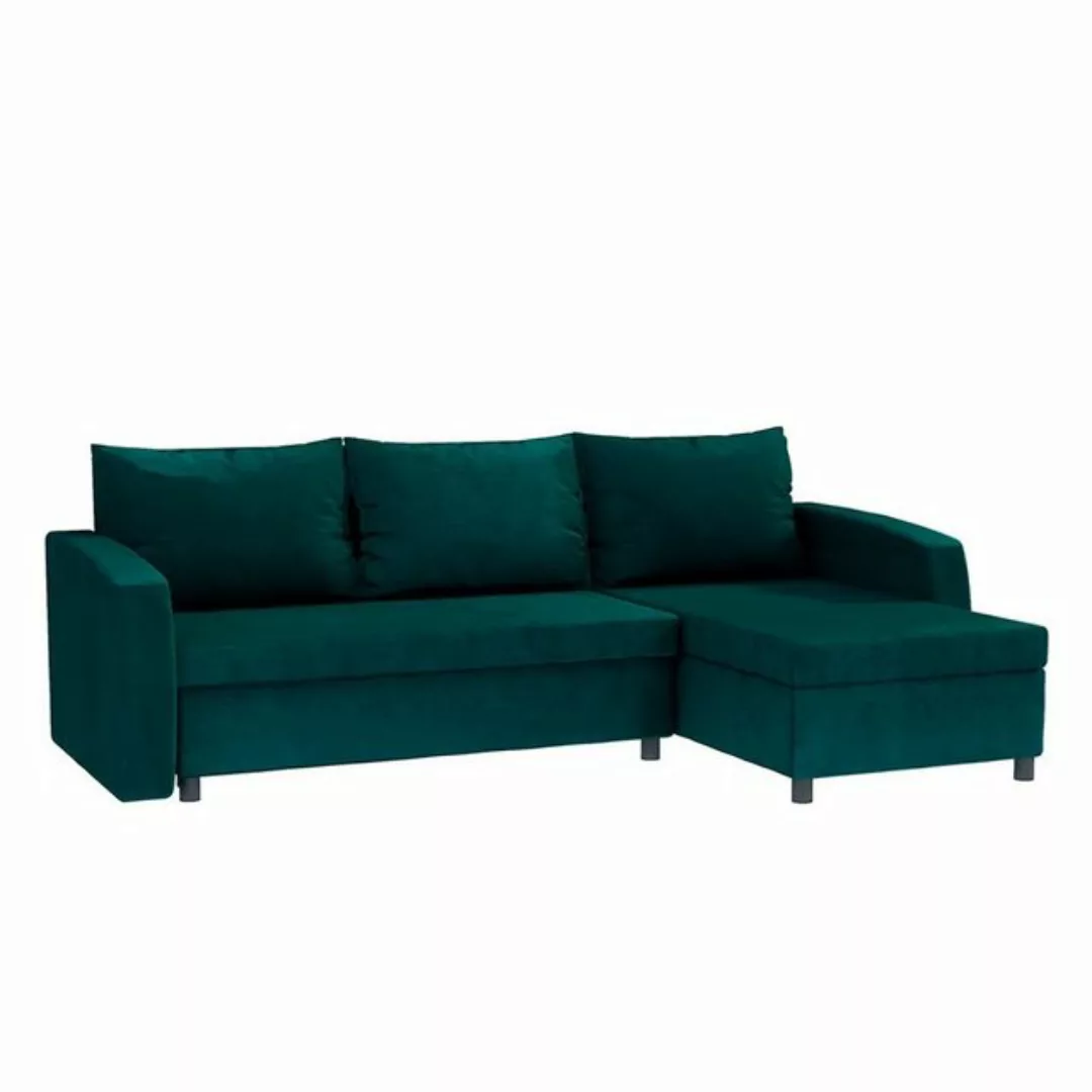 DB-Möbel Ecksofa "GARDENA" Schlafsofa in Dunkelgrün mit Bettkasten, 230 cm günstig online kaufen