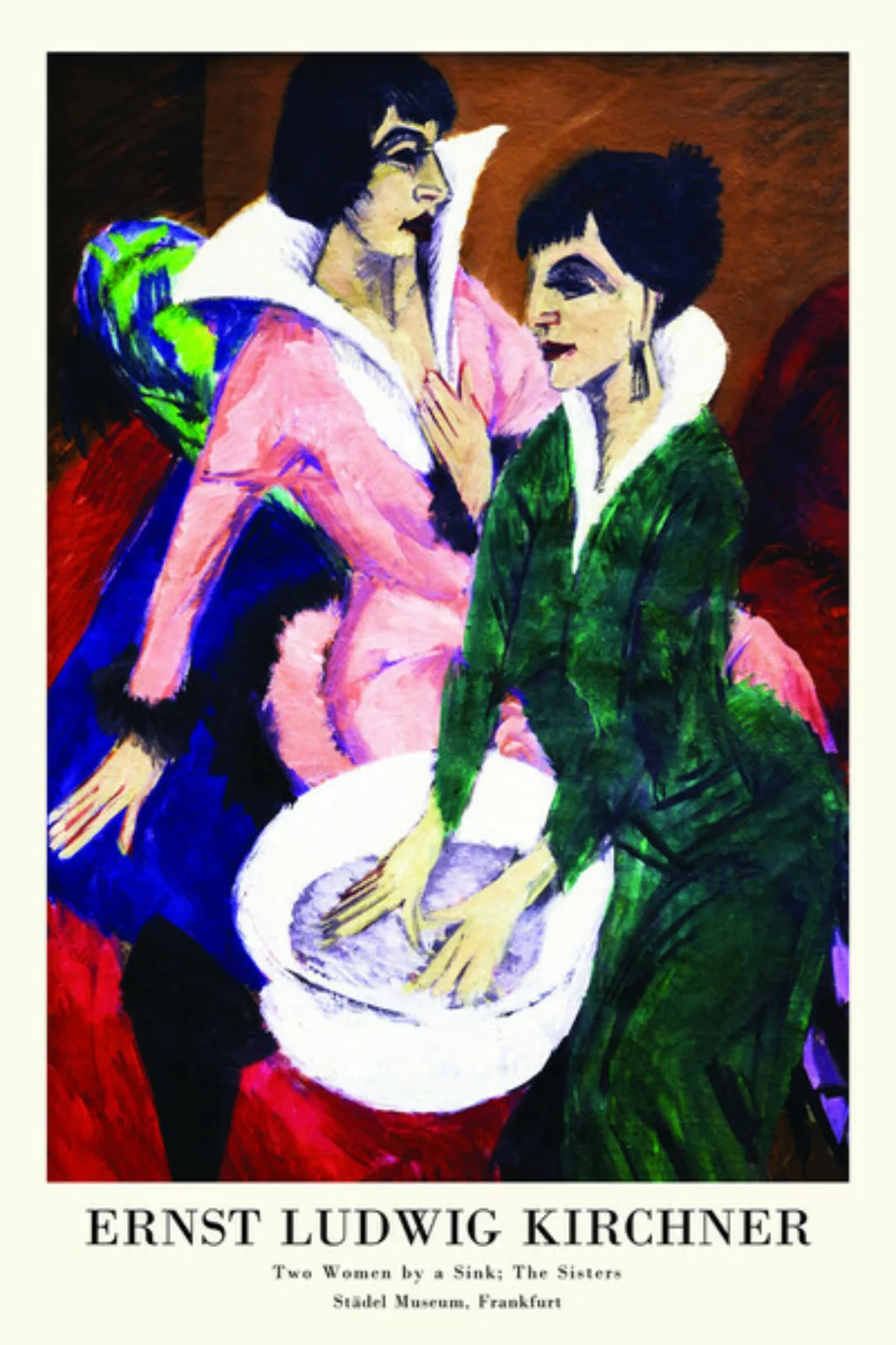 Poster / Leinwandbild - Ernst Ludwig Kirchner: Zwei Frauen Am Waschbecken; günstig online kaufen