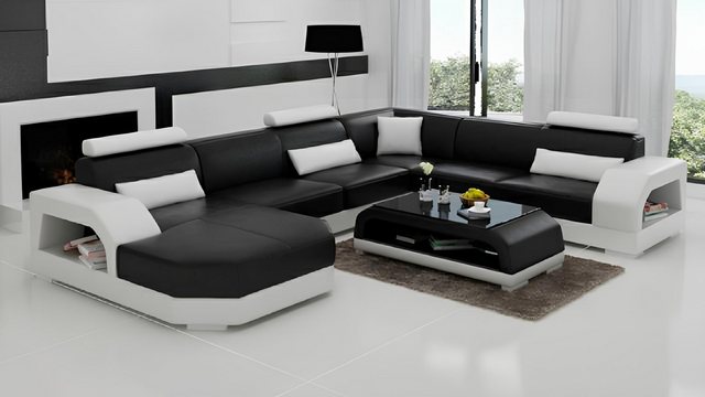 Xlmoebel Ecksofa Neues großes Ecksofa aus Leder - Wohnlandschaft mit XXL-So günstig online kaufen