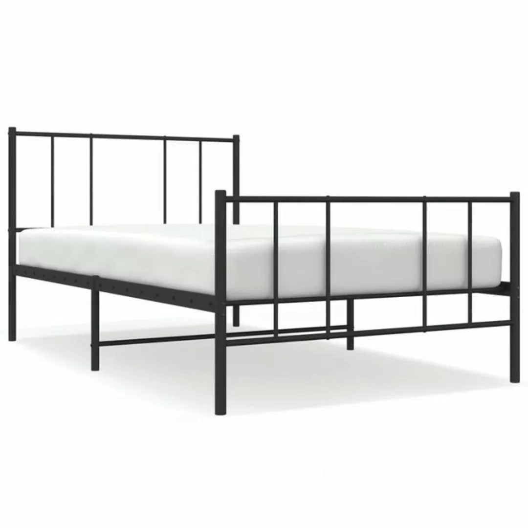 furnicato Bett Bettgestell mit Kopf- und Fußteil Metall Schwarz 100x190 cm günstig online kaufen
