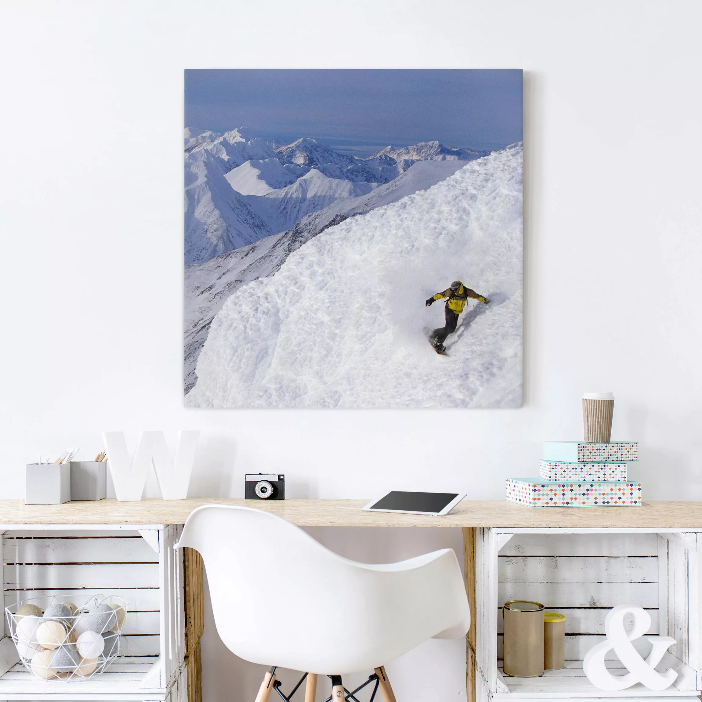 Leinwandbild Sport - Quadrat Snowboarding günstig online kaufen