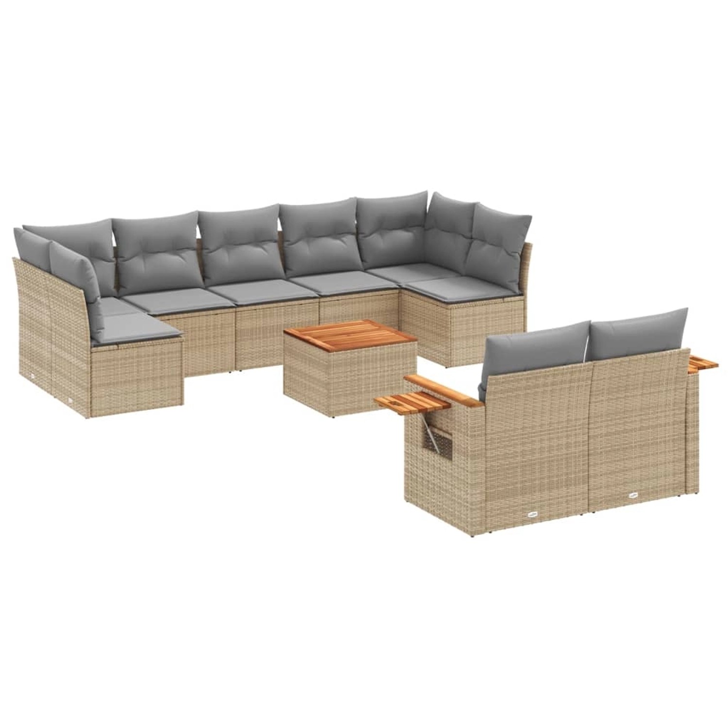 vidaXL 10-Tlg Garten-Sofagarnitur mit Kissen Beige Poly Rattan 3259539 günstig online kaufen