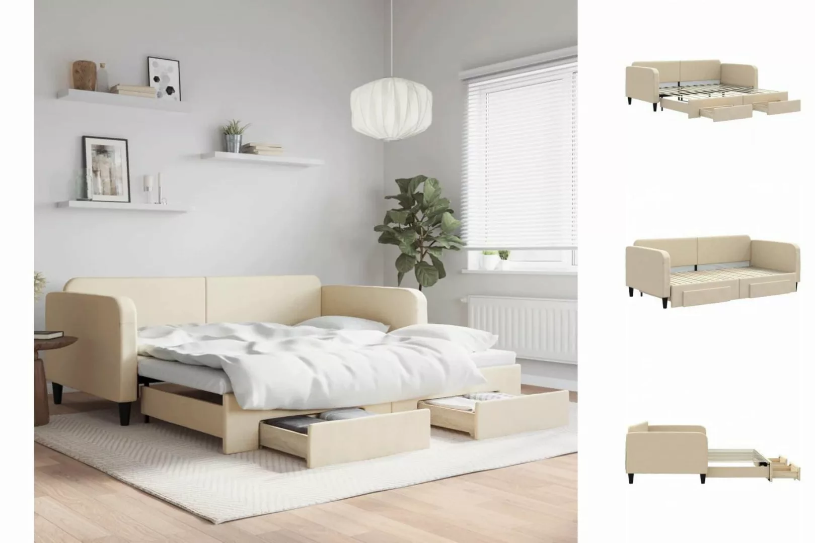 vidaXL Gästebett Gästebett Tagesbett Ausziehbar mit Schubladen Creme 100x20 günstig online kaufen