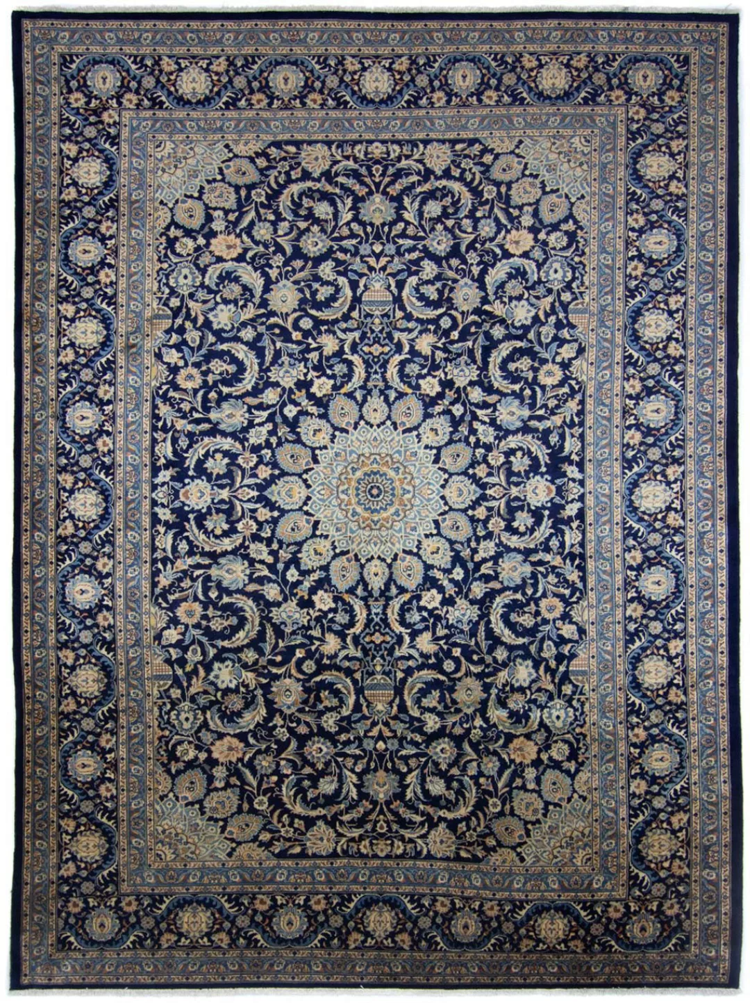 morgenland Wollteppich »Maschad Medaillon Blu 346 x 248 cm«, rechteckig, Un günstig online kaufen