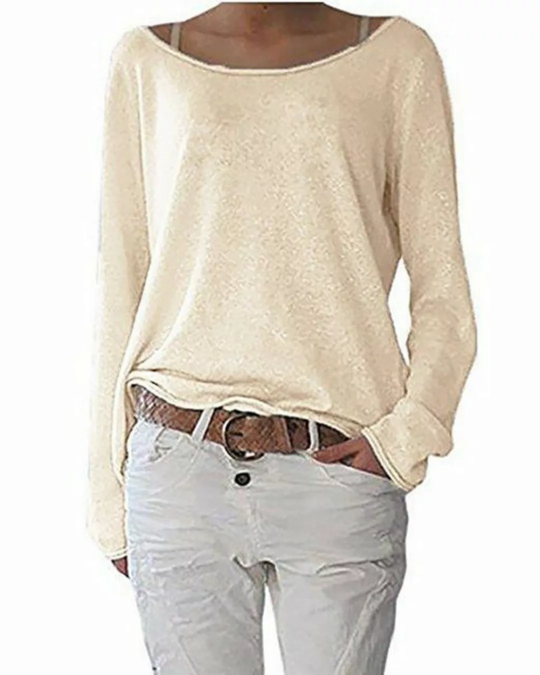 ZWY Langarmbluse Damen-Langarm-T-Shirt, lockerer, langes Sweatshirt-Shirt-O günstig online kaufen