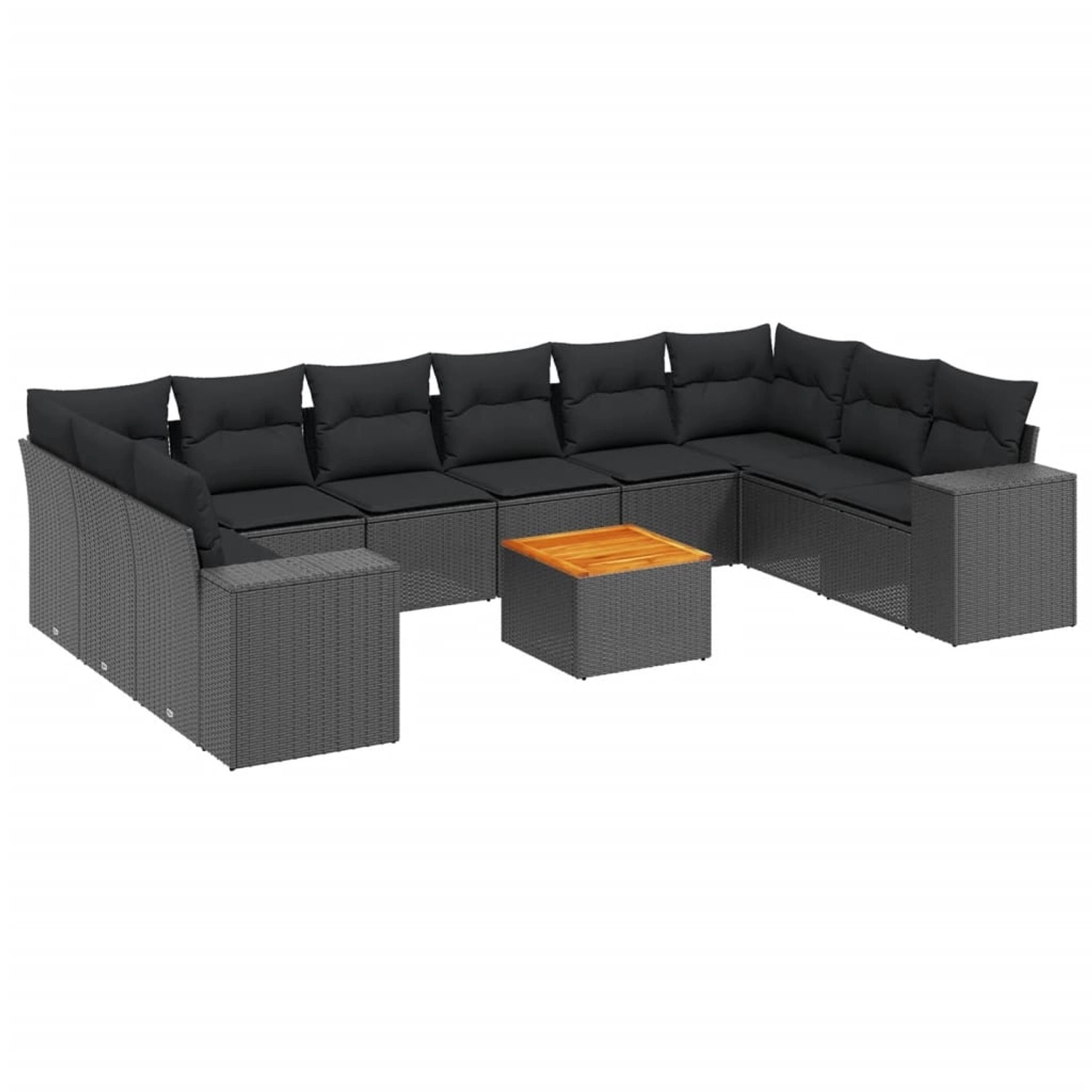 vidaXL 11-tlg Garten-Sofagarnitur mit Kissen Schwarz Poly Rattan Modell 61 günstig online kaufen