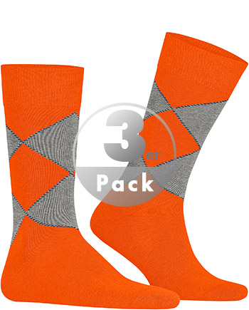 Burlington Kingston Herren Socken, 40-46, Orange, Argyle, Baumwolle (Bio), günstig online kaufen