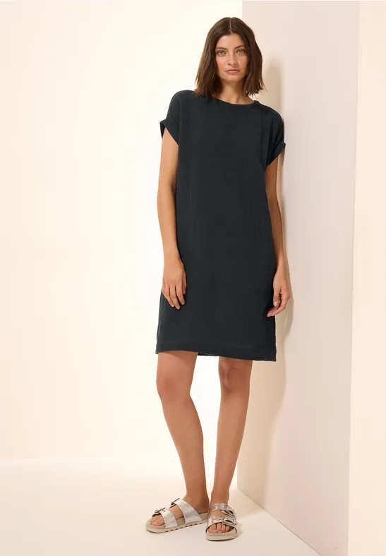 Musselin-Kleid in Unifarbe günstig online kaufen