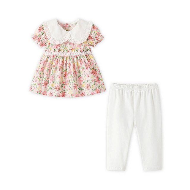 AUKUU Jerseykleid Kleid mit kurzen Ärmeln, Sommer-Blumenmuster, Puppenkrage günstig online kaufen