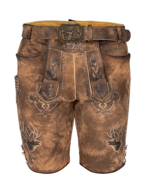 Maddox Trachtenhose Lederhose kurz mit Gürtel URGSEE camel nappato günstig online kaufen