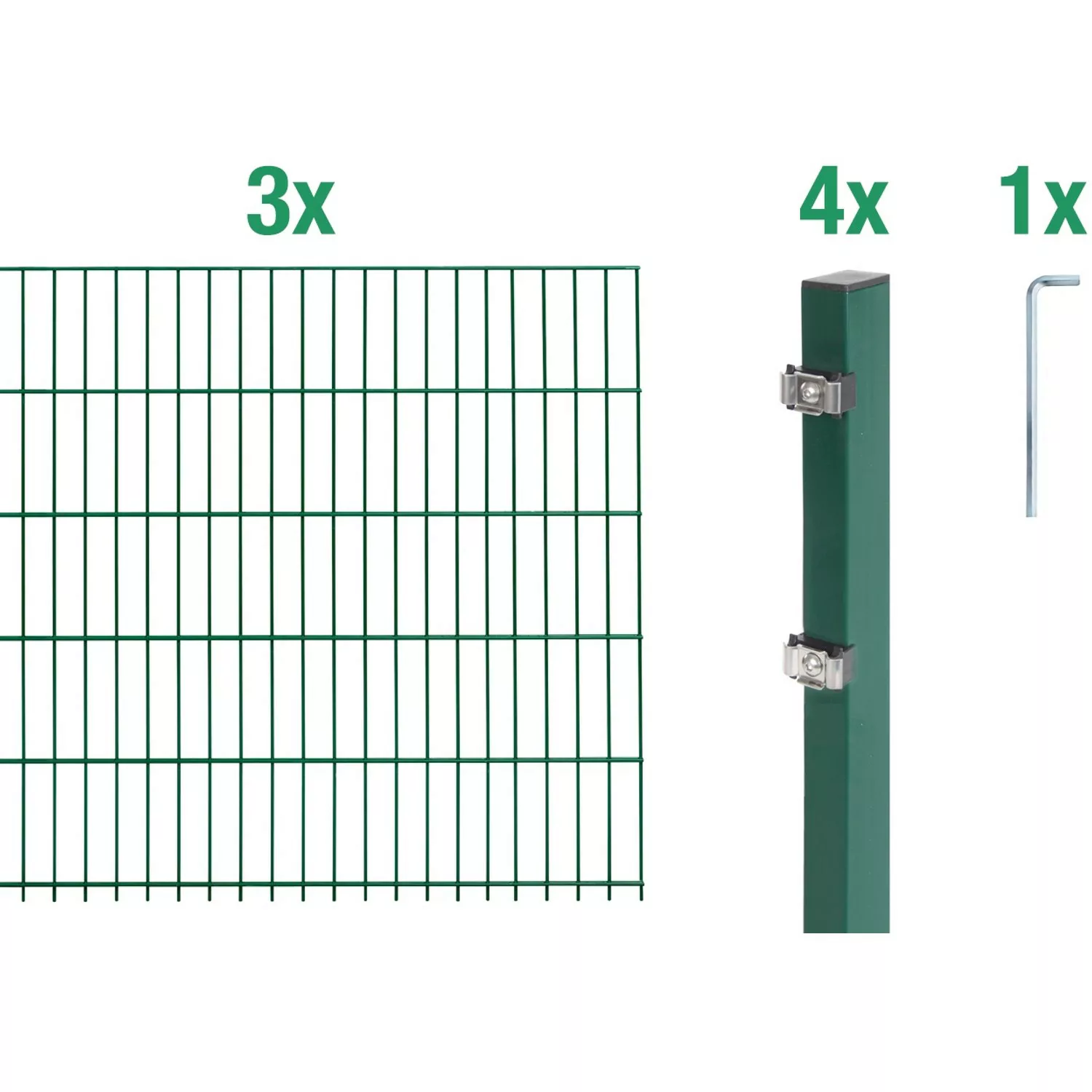 Metallzaun Grund-Set Doppelstabmatte verz. Grün beschichtet 3 x 2 m x 1,6 m günstig online kaufen