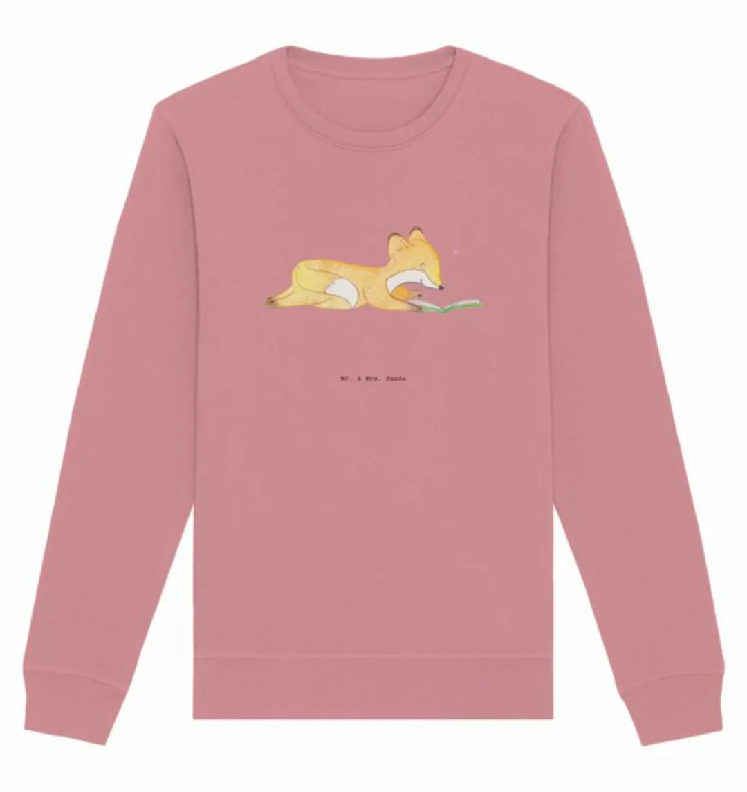 Mr. & Mrs. Panda Longpullover Größe L Fuchs Lesen - Canyon Pink - Geschenk, günstig online kaufen