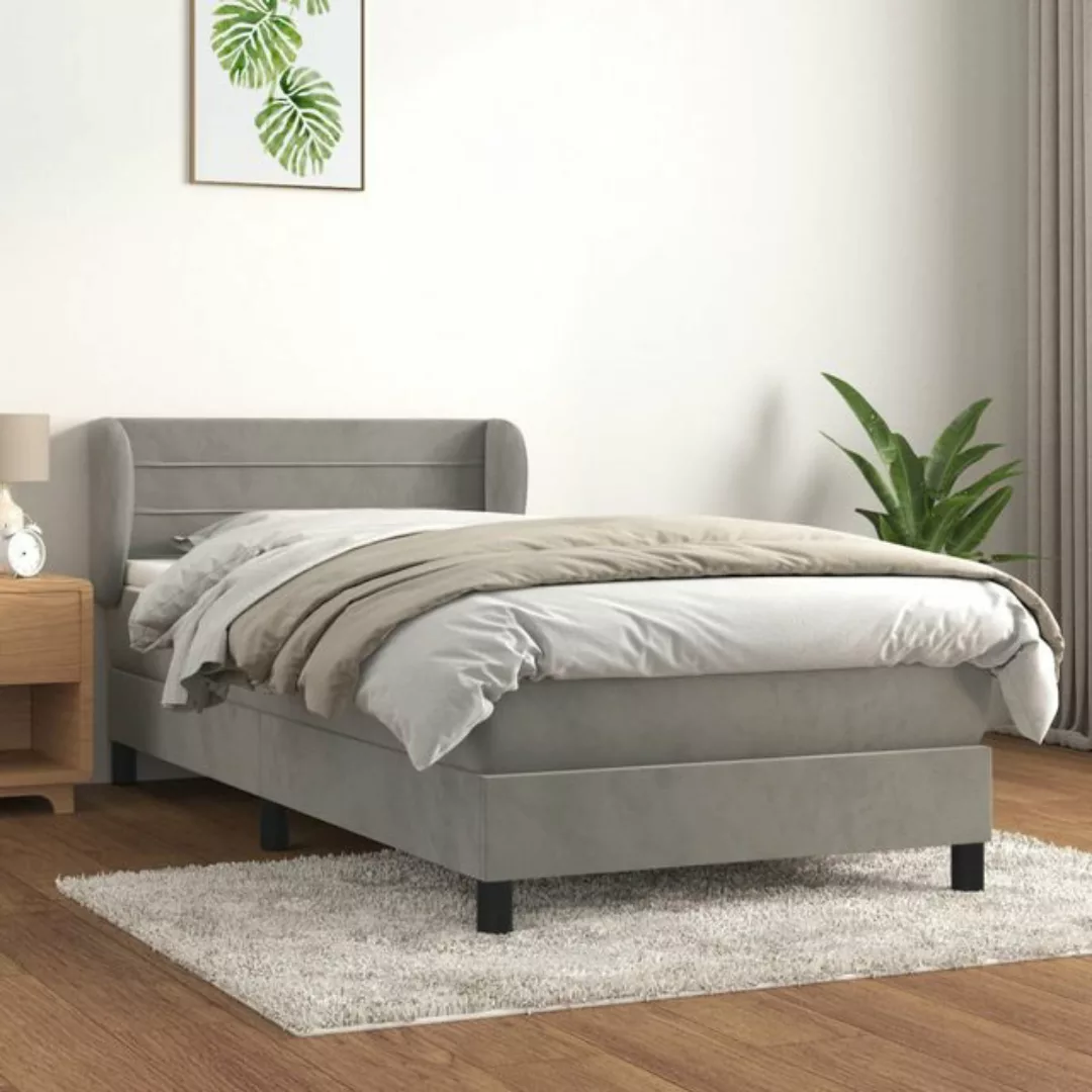 vidaXL Bettgestell Boxspringbett mit Matratze Dunkelgrau 90x200 cm Samt Bet günstig online kaufen