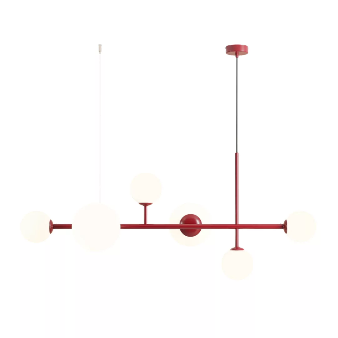 Hängeleuchte Joel, weinrot/weiß, sechsflammig günstig online kaufen