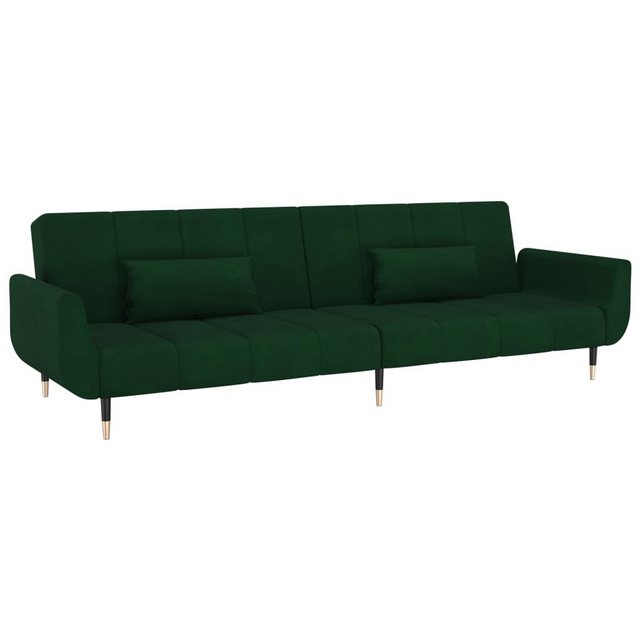 vidaXL Sofa Schlafsofa 2-Sitzer mit 2 Kissen Dunkelgrün Samt Schlafcouch Sc günstig online kaufen