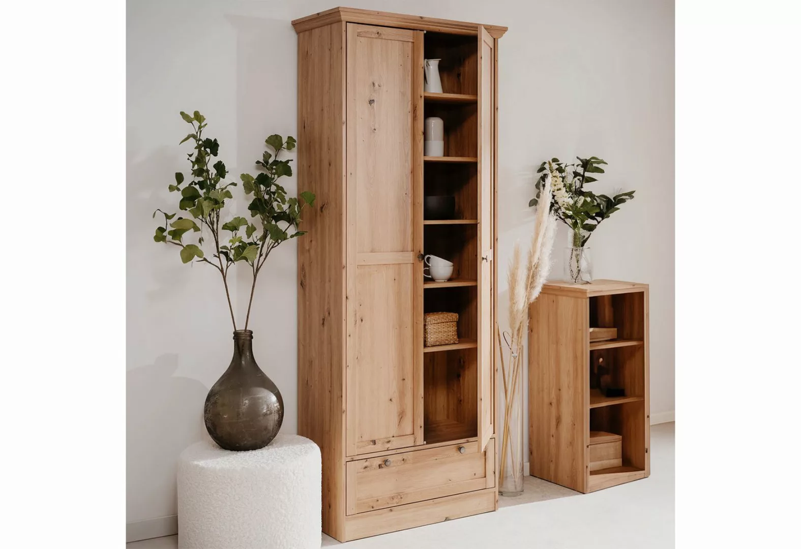 Homestyle4u Kleiderschrank Drehtürenschrank Holz Eiche Mehrzweck Wohnzimmer günstig online kaufen