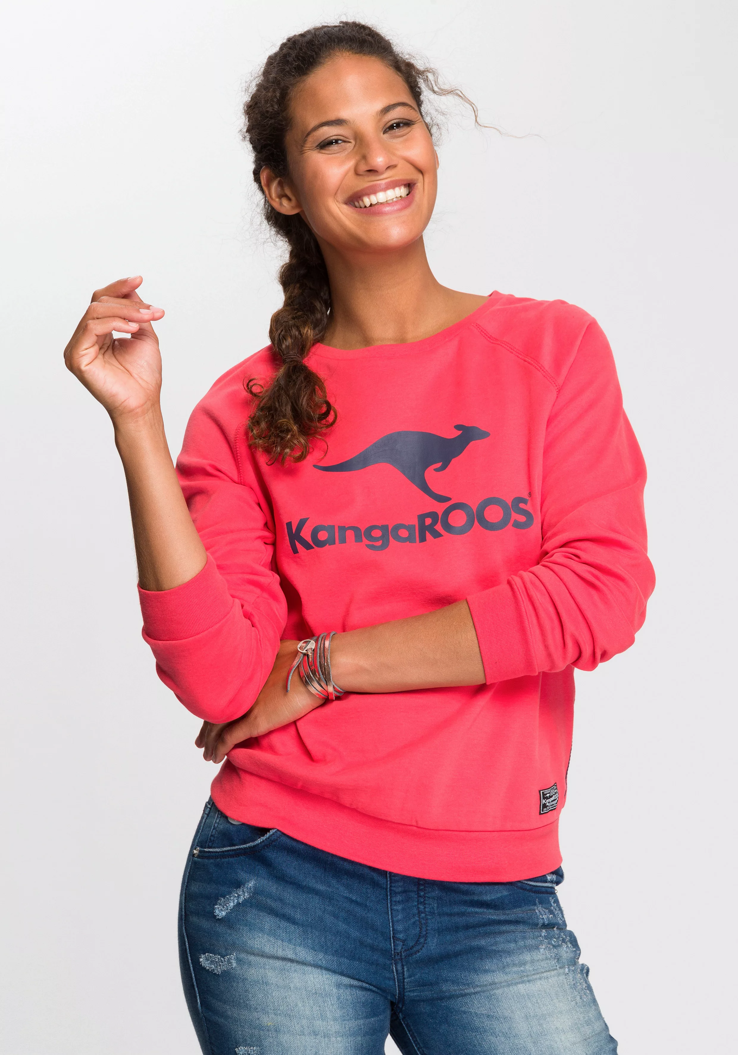 KangaROOS Sweatshirt Langarm, figurumspielender Schnitt, mit Print, Rundhal günstig online kaufen