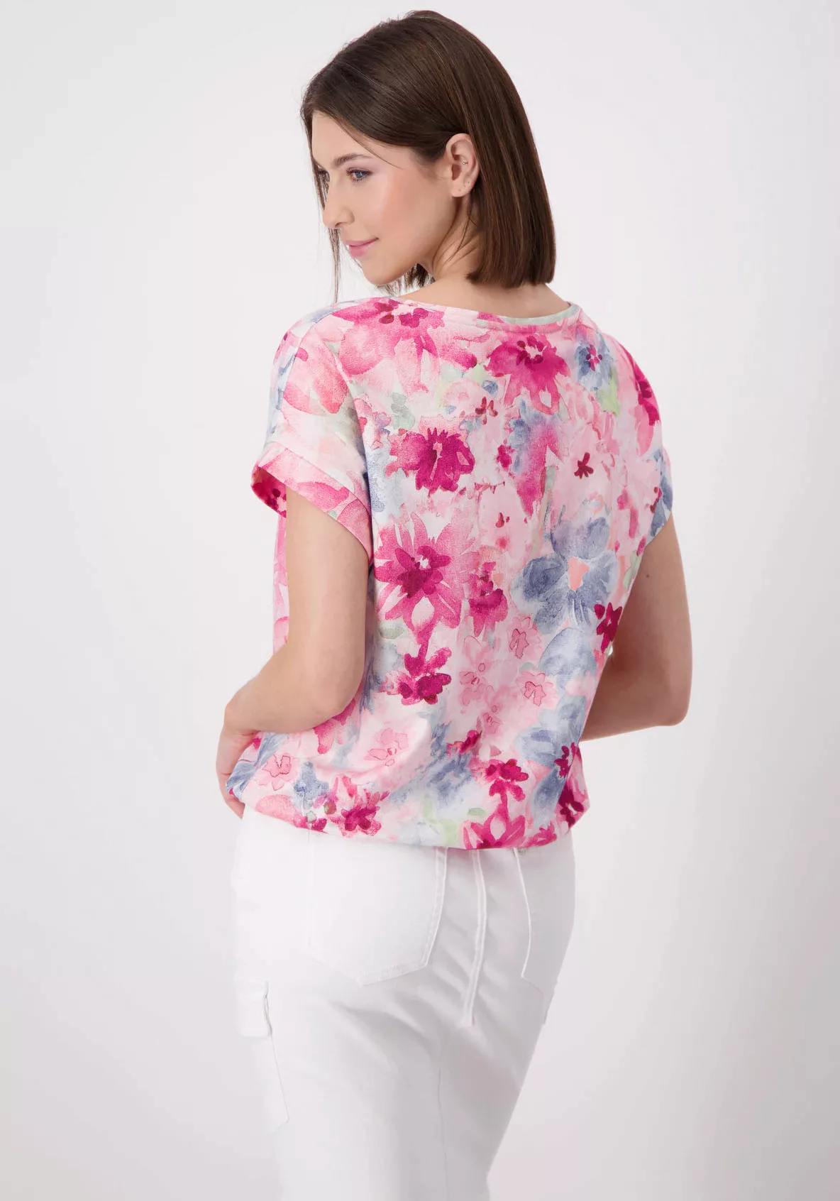 Monari Rundhalsshirt mit allover Blumendruck günstig online kaufen