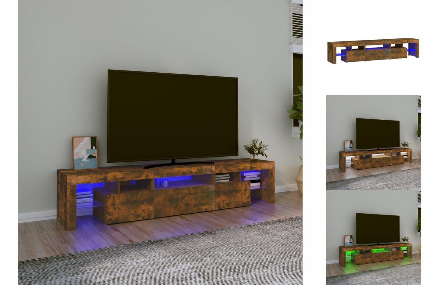 vidaXL TV-Schrank TV-Schrank mit LED-Leuchten Räuchereiche 200x36,5x40 cm L günstig online kaufen