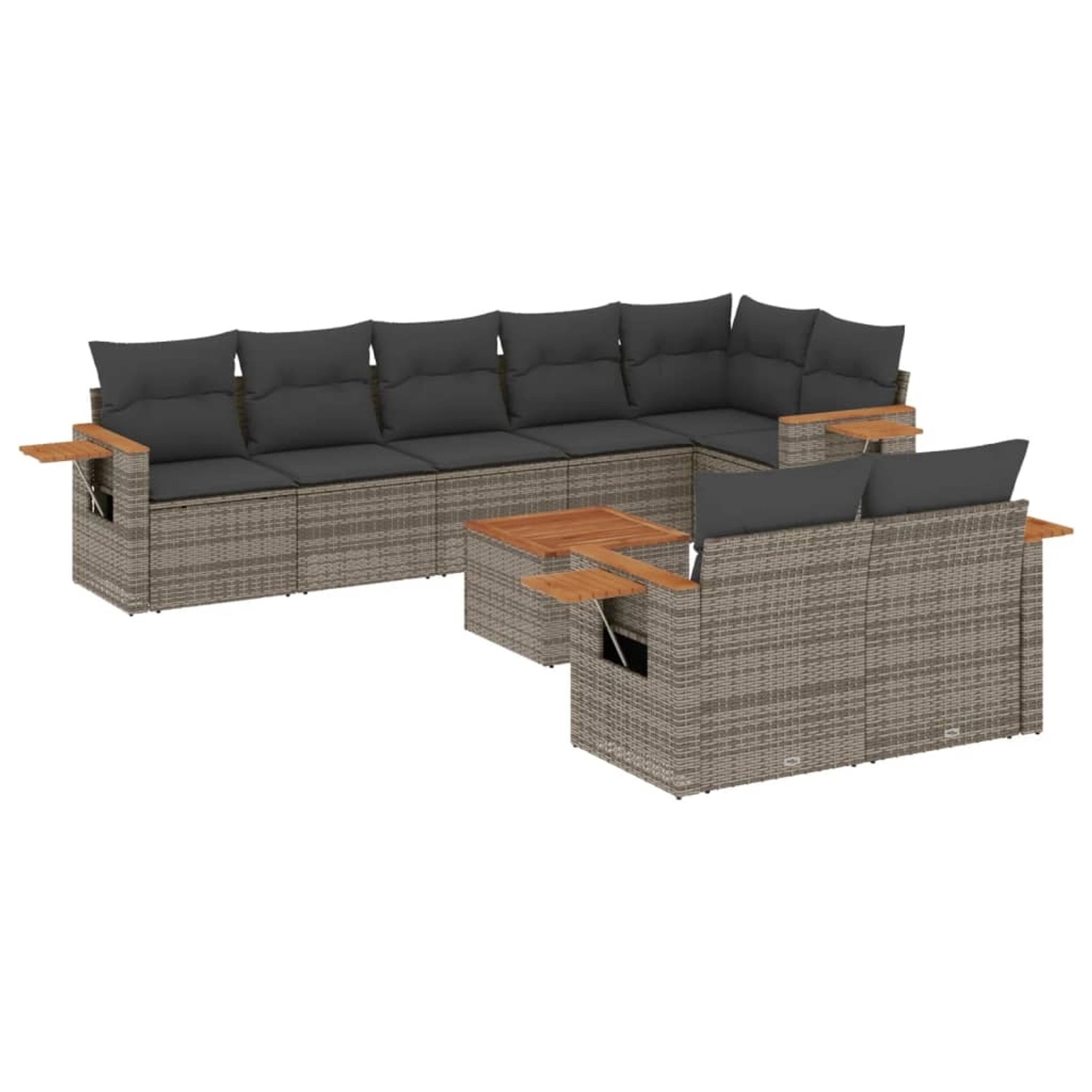 vidaXL 9-Tlg Garten-Sofagarnitur mit Kissen Grau Poly Rattan 3259400 günstig online kaufen