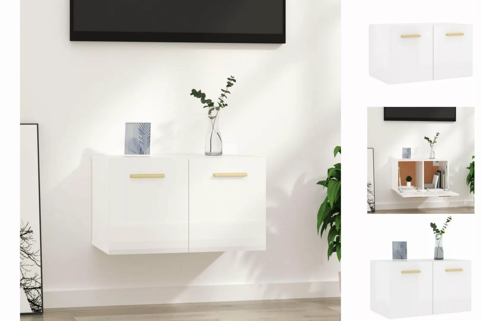 vidaXL Kleiderschrank Wandschrank Hochglanz-Weiß 60x36,5x35 cm Holzwerkstof günstig online kaufen