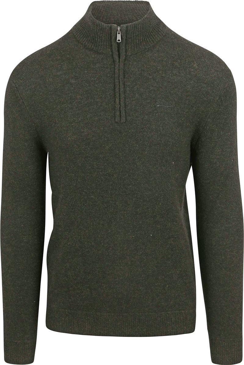 Superdry Essential Half Zip Wool Mix Pullover Dunkelgrün - Größe 3XL günstig online kaufen