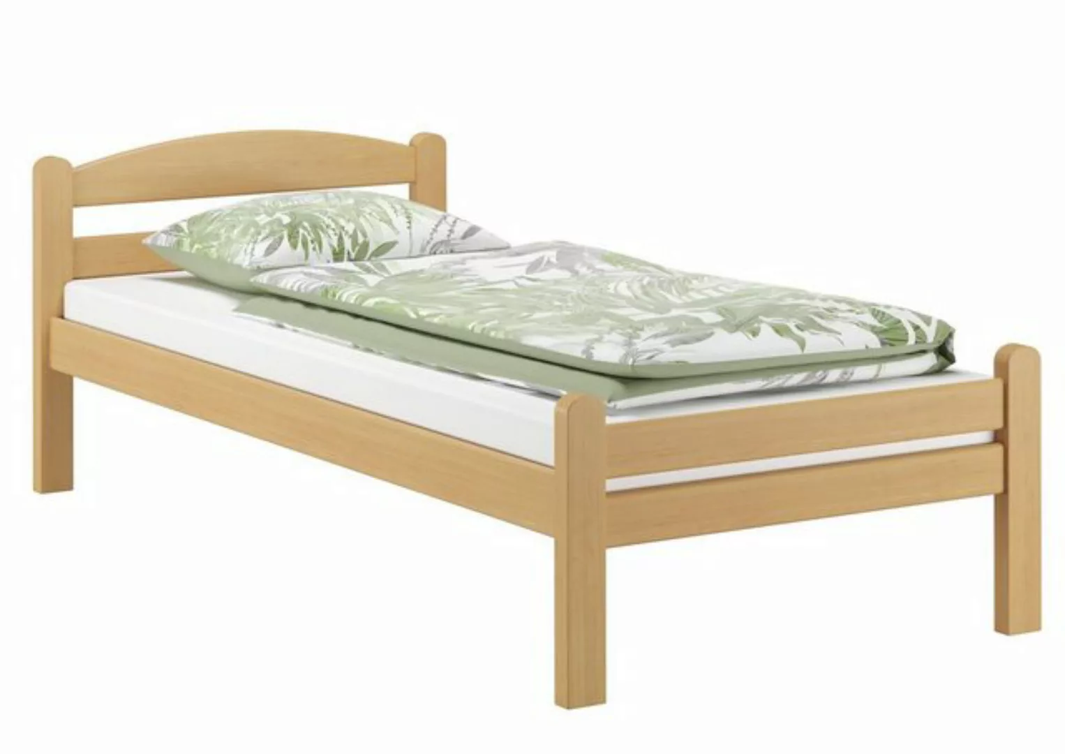 ERST-HOLZ Bett Einzelbett Gästebett massiv Buche Natur 90x200, Buchefarblos günstig online kaufen