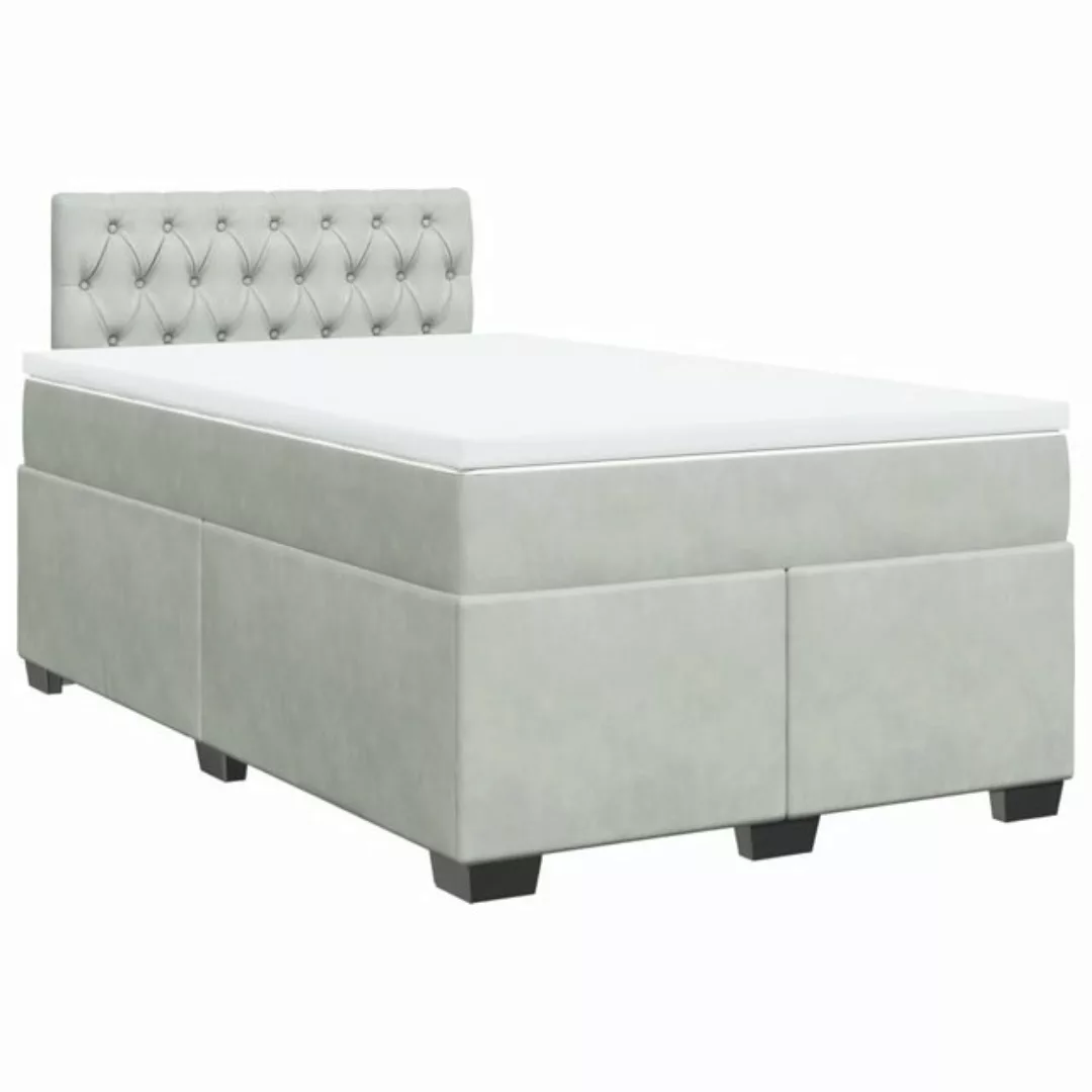 vidaXL Bett Boxspringbett mit Matratze Hellgrau 120x190 cm Samt günstig online kaufen