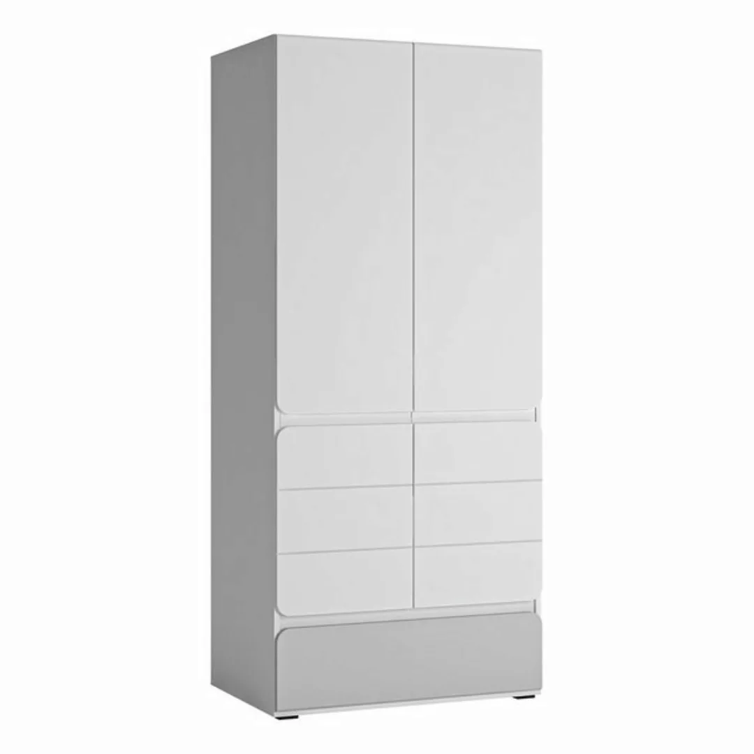 Lomadox Kleiderschrank FLINT-129 weiß, grau, 2-trg., Kleiderstange, 84x193, günstig online kaufen
