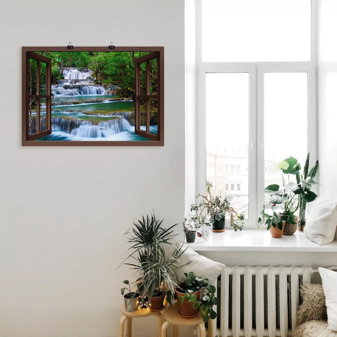 Artland Wandbild "Fensterblick Wasserfall in Kanchanaburi", Fensterblick, ( günstig online kaufen