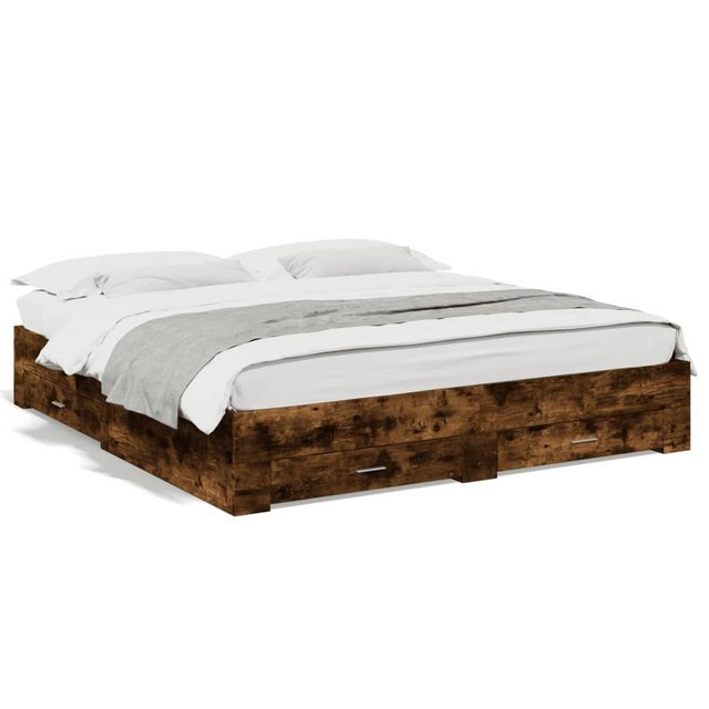 vidaXL Bett Bettgestell mit Schubladen Räuchereiche 200x200cm Holzwerkstoff günstig online kaufen