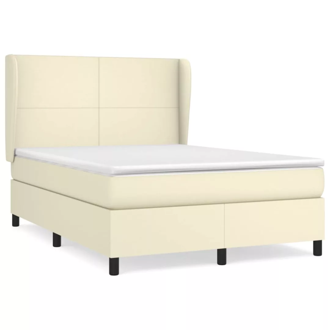 Vidaxl Boxspringbett Mit Matratze Creme 140x200 Cm Kunstleder günstig online kaufen