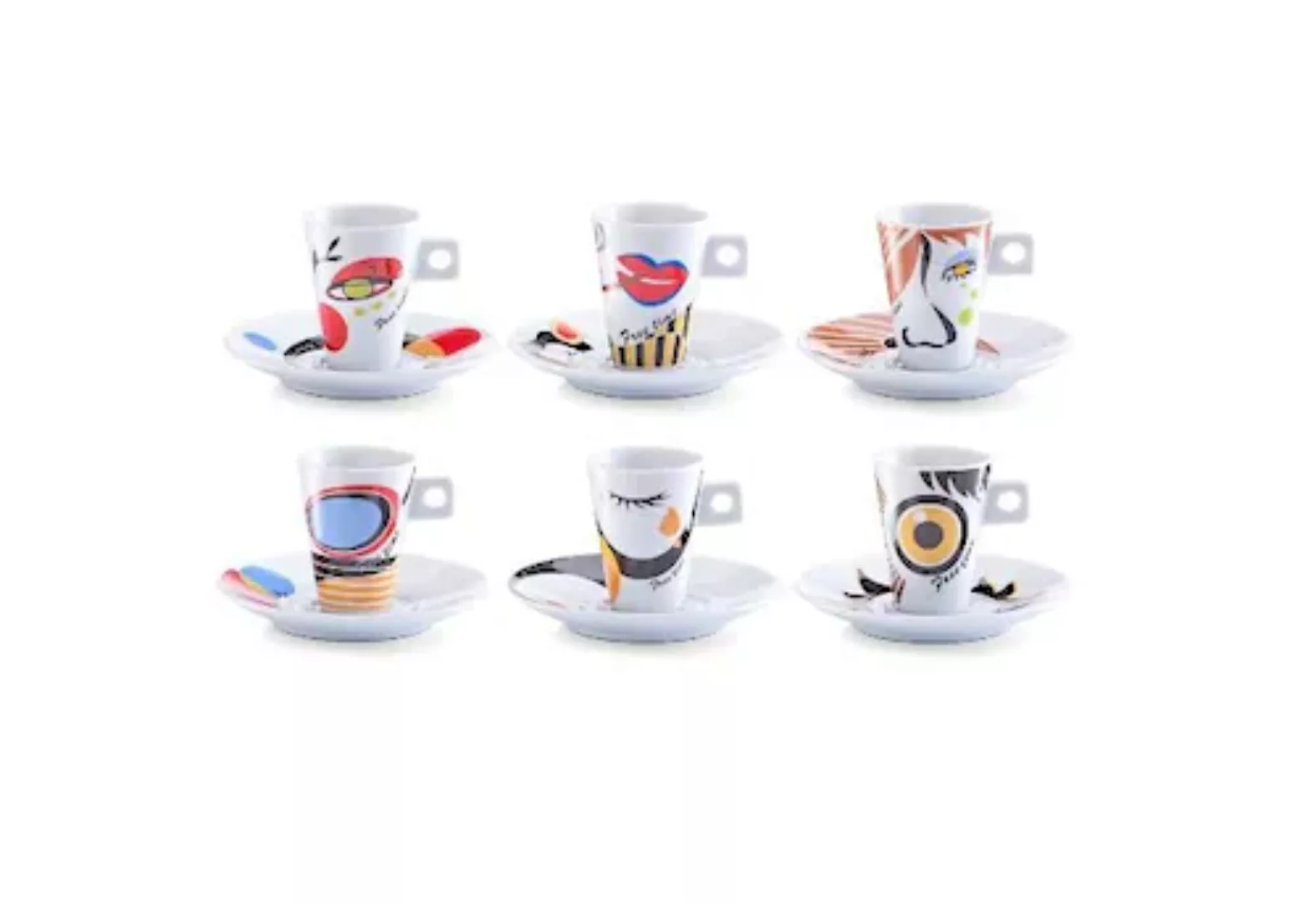 Zeller Present Espressotasse »Faces«, (Set, 12 tlg.), 6 Tassen, 6 Untertass günstig online kaufen