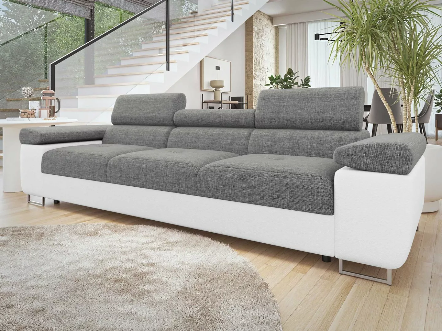 MIRJAN24 Sofa Torezio 3, Einstellbare Kopfstützen, 263x102x70-90 cm günstig online kaufen