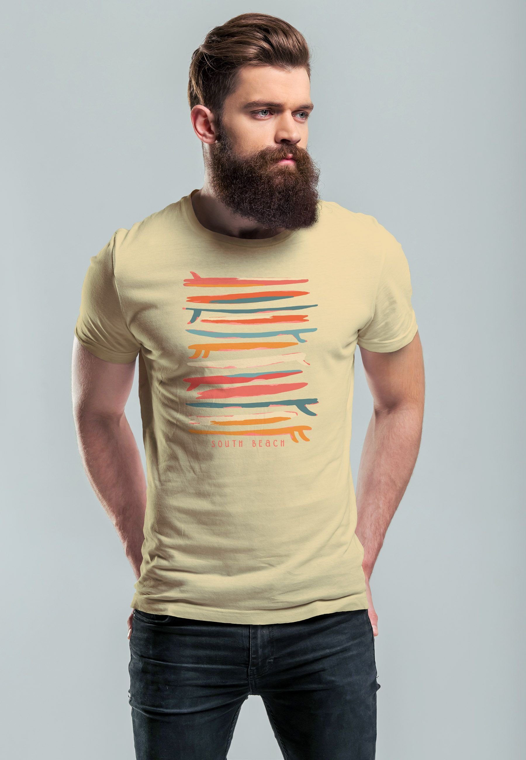 Neverless Print-Shirt Herren T-Shirt Surfboards South günstig online kaufen