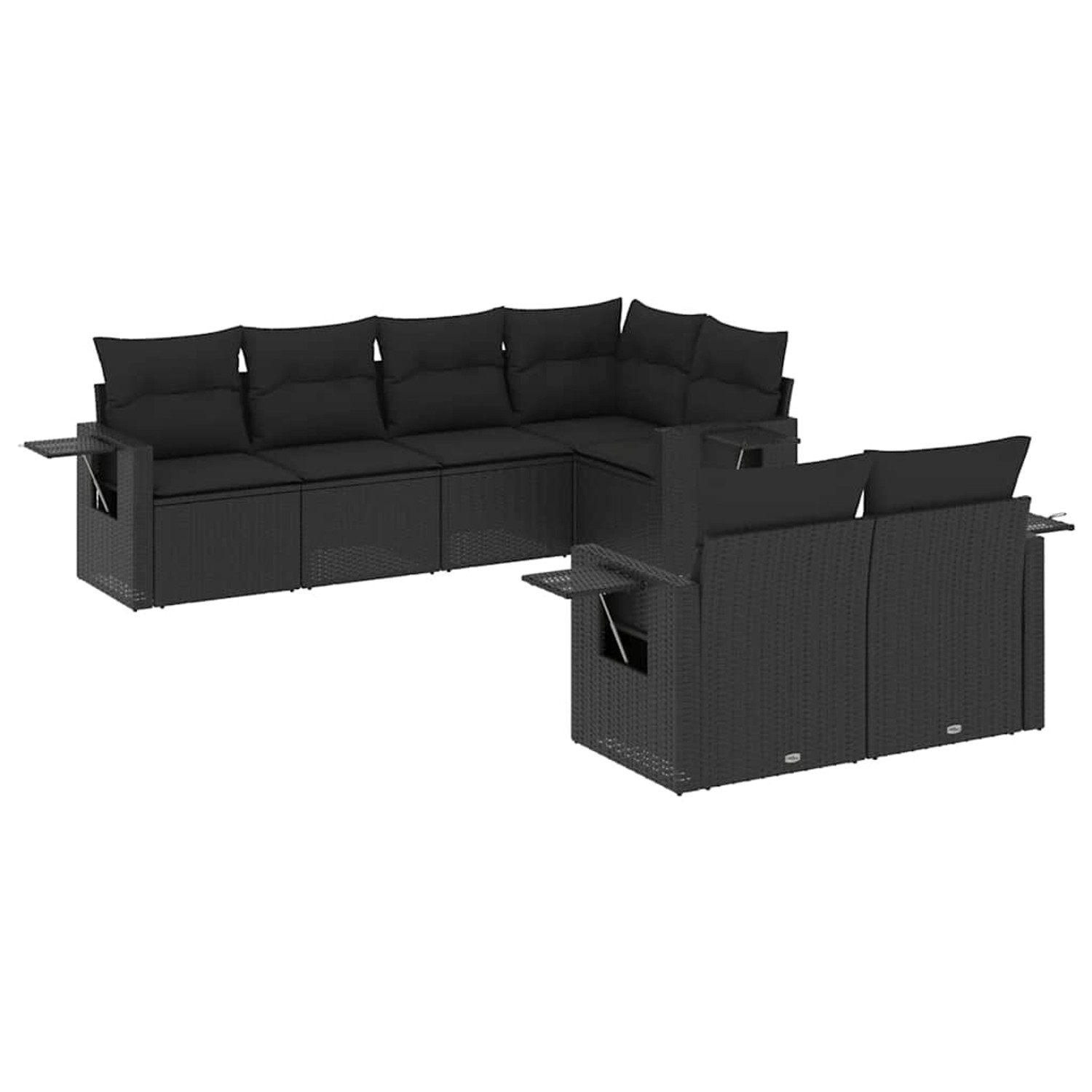 vidaXL 7-Tlg Garten-Sofagarnitur mit Kissen Schwarz Poly Rattan 3252742 günstig online kaufen